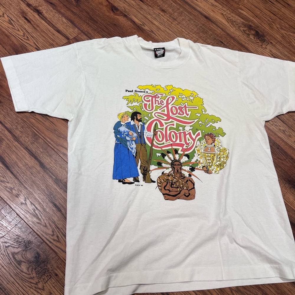 Vintage The Lost Colony Paul Greene 1990 Native Indigenous Graphic Tee White